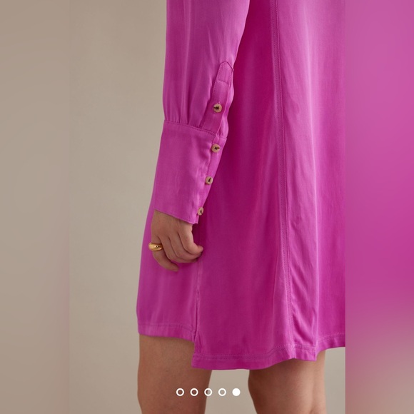 Anthropologie NWT - Pilcro Long-Sleeve Silky Mini Dress - pink rose, Size 10, - Picture 3 of 10